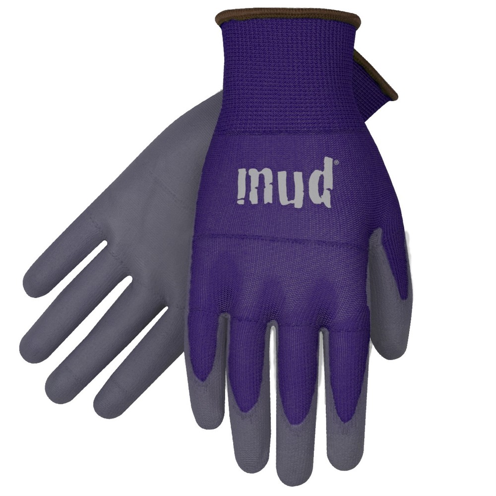 Mud Smart Mud Polyurethane Coated Palm Gloves, Eggplant Purple, Medium