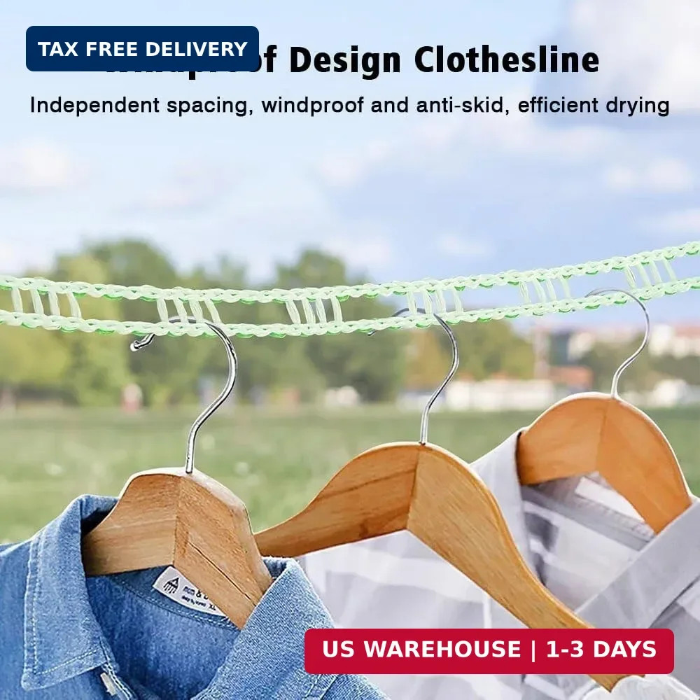 Clothesline,3 Pack Clotheslines for Outside, Adjustable Clothes line，Windproof C