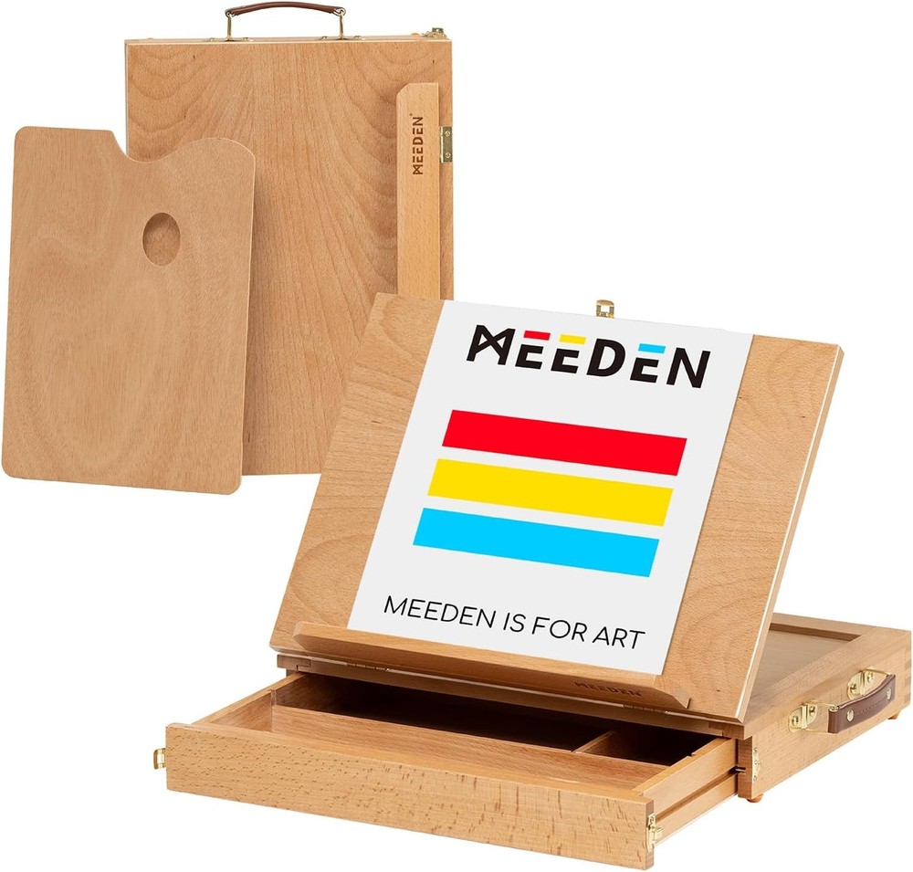 Table Sketch Box Easel -Portable Solid Beech Tabletop Wood Easel Drawing &