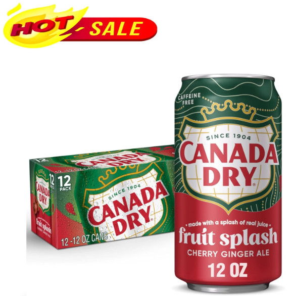 Canada Dry Cherry Gingerale Fruit Splash 12oz, Pack of 12