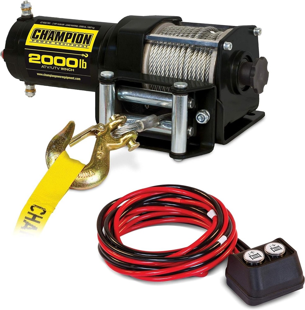 Heavy-Duty 2000-lb Winch with Remote and Smooth Pulling Roller Fairlead