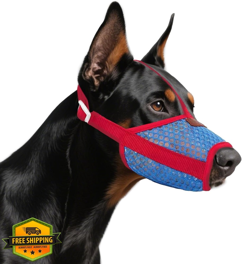 Dog Basket Muzzle Small Red Blue Prevents Biting Chewing Panting
