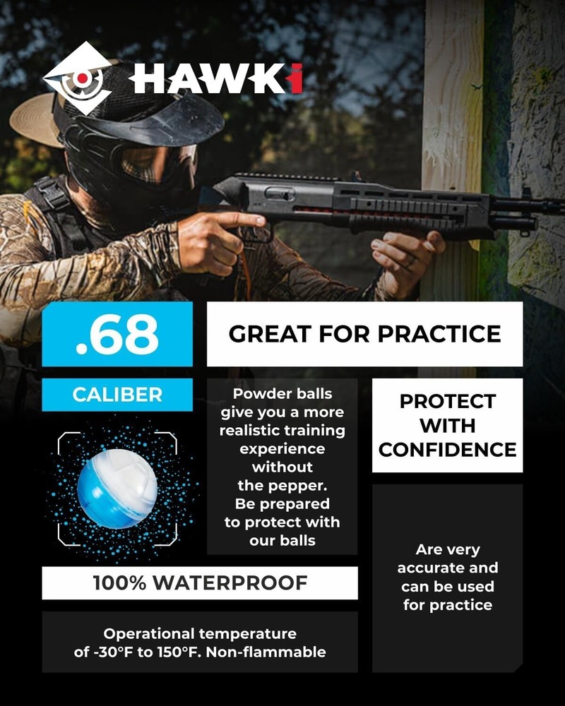 Hawki Paintball Training Powder Balls .68 Caliber 50 count