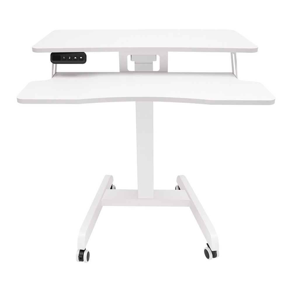 White Computer Desk Height Adjustable Rolling Electric Podium Desk For Office