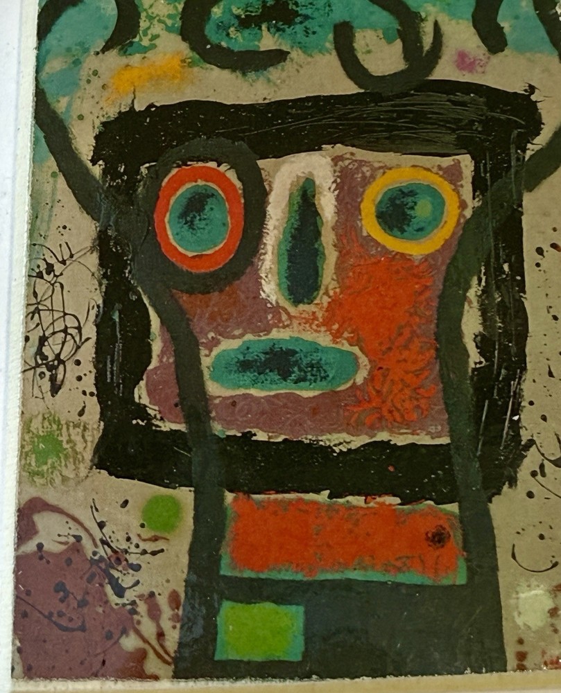 Vintage 60s Miró Hand Crafted Abstract Mounted Tile