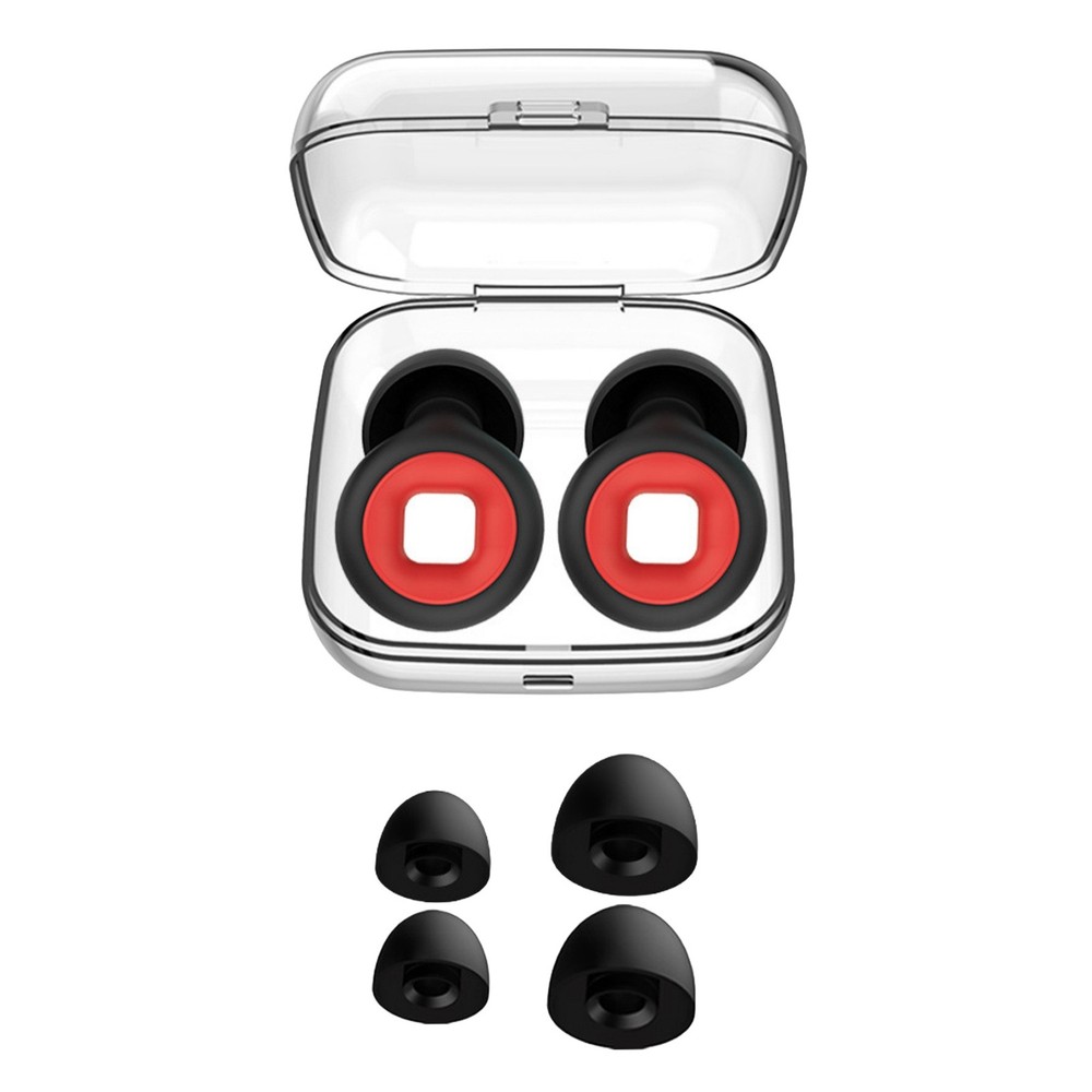 Sleeping & Motorcycle Use 24dB Noise Cancelling Ear Plugs Reusable Black Red