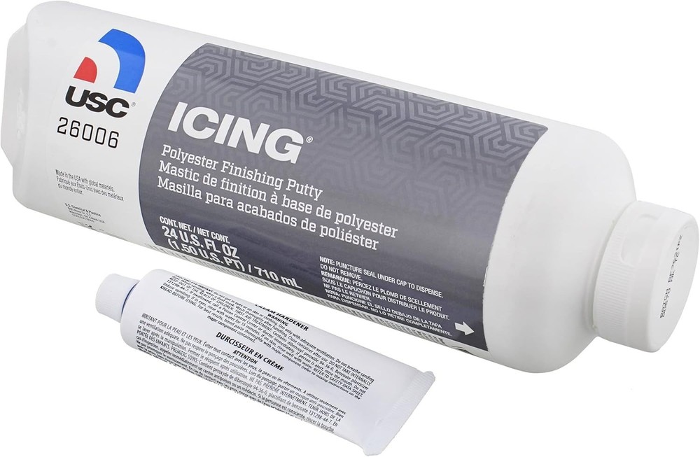 4 Pack USC 26006 Icing Polyester Finishing Putty 24 oz Tubes White