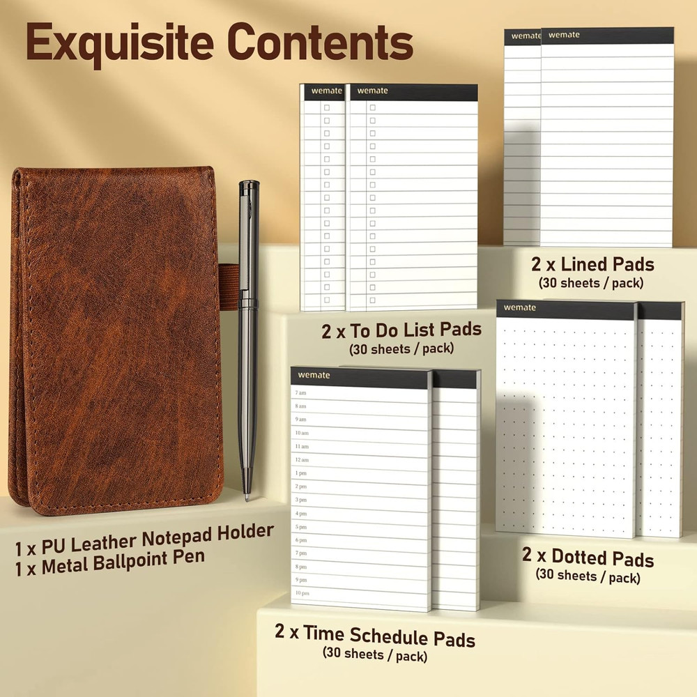 10 Pieces Notepad Holder Set Pocket Notebook - Included Mini Pocket Notepad Hold