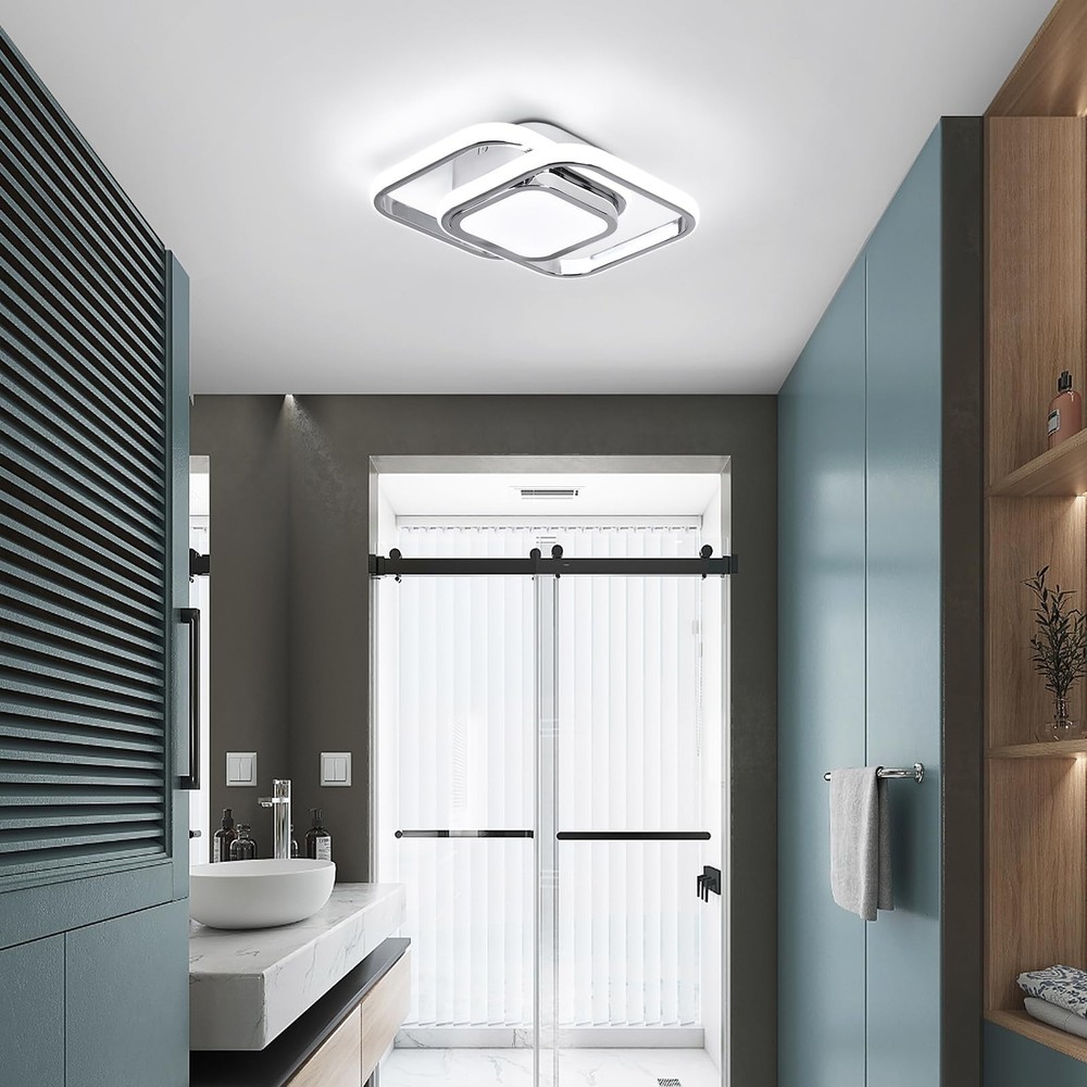 CANEOE Square Hallway Ceiling Light Fixtures,6000K Cool White Modern Flush Mo...