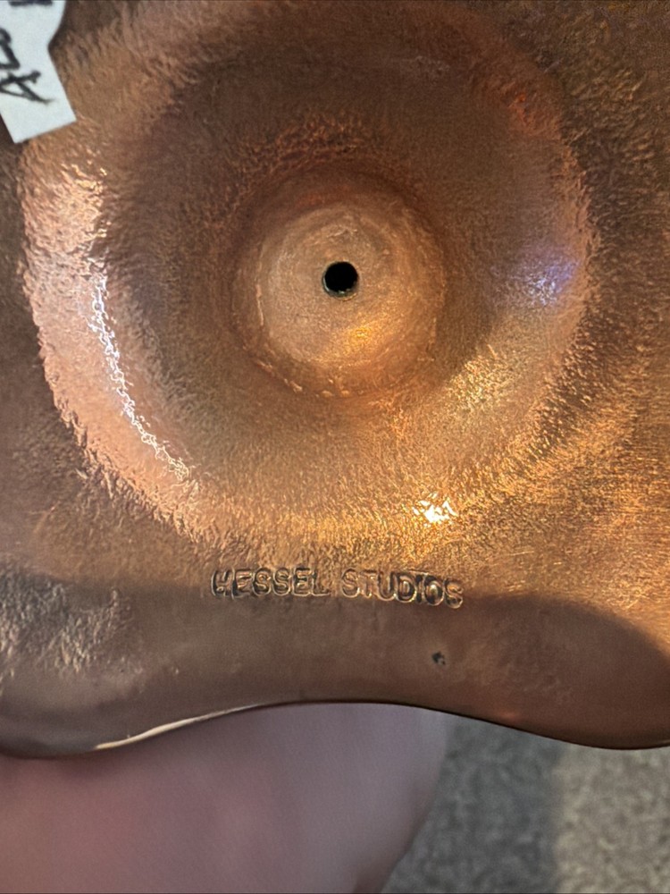 Vtg Hessel Studios Handwrought Hammered Copper Candlestick 13.5” “Alone”