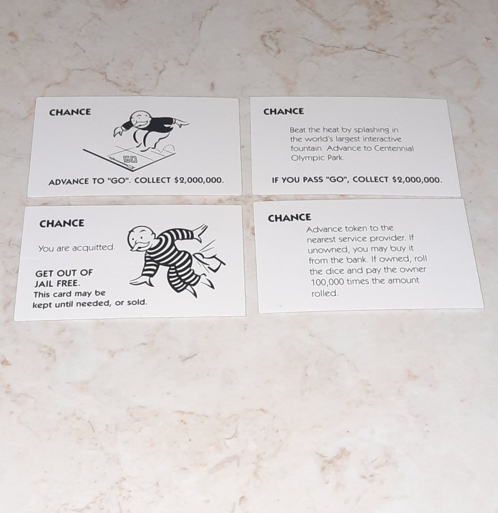 Here & Now Monopoly Board Game Replacement Piece Cards