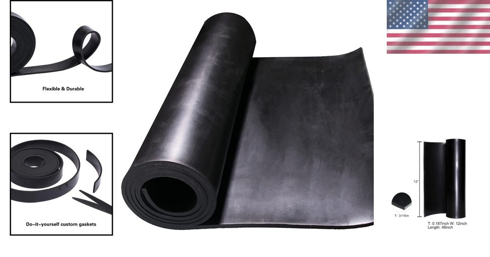 Smooth 12" x 48" Solid Neoprene Roll - 3/16" Thick for Custom DIY Applications