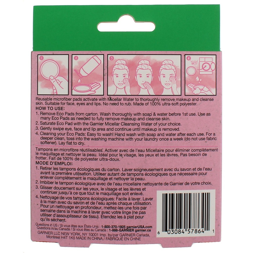 4 Pack Garnier Skin Active Reusable Makeup Remover Pads, 3 Ct