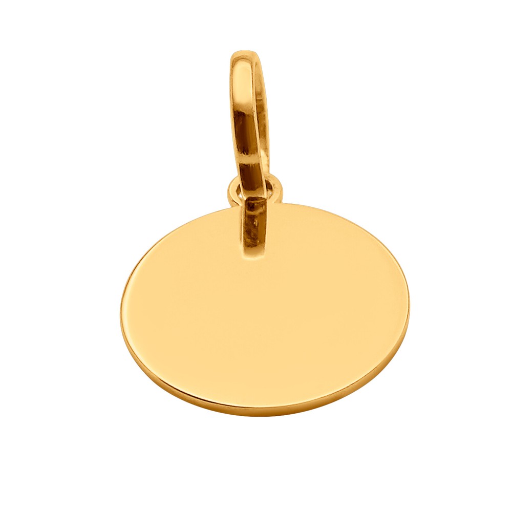14k Solid Yellow Gold Round Disc Plain Small Delicate Engravable Charm Pendant