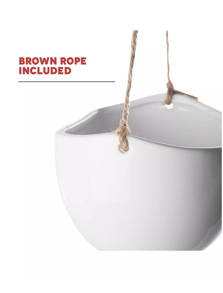 4-Tier Hanging Plant Holder White Ceramic Planter