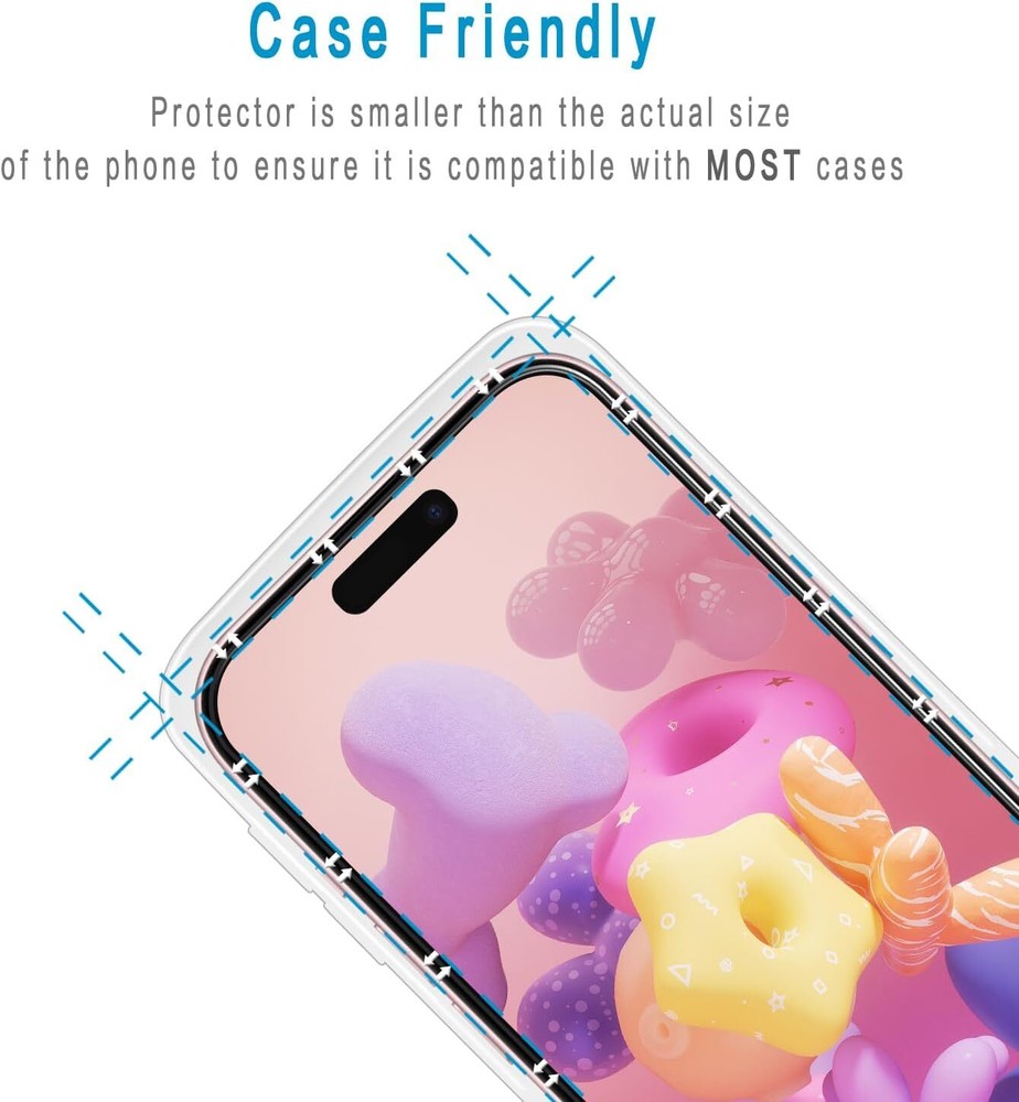 For Apple iPhone 16 Plus Clear Tempered Glass Screen Protector Protective Cover