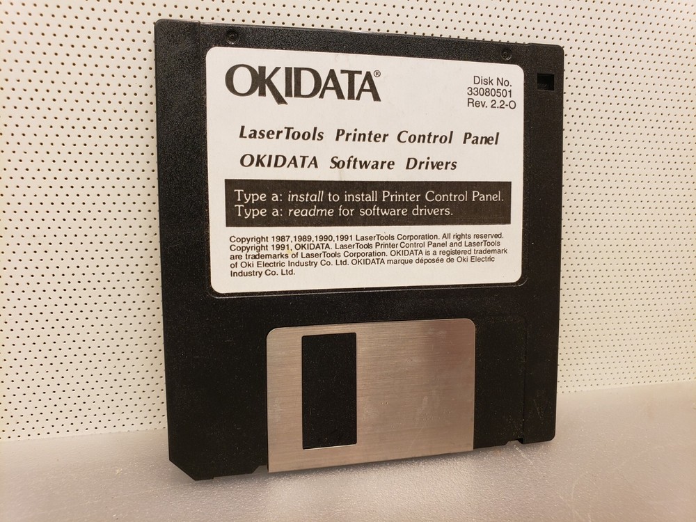 Vintage Okidata LaserTools Control Panel Software 1.44MB 3.5" Floppy Disk