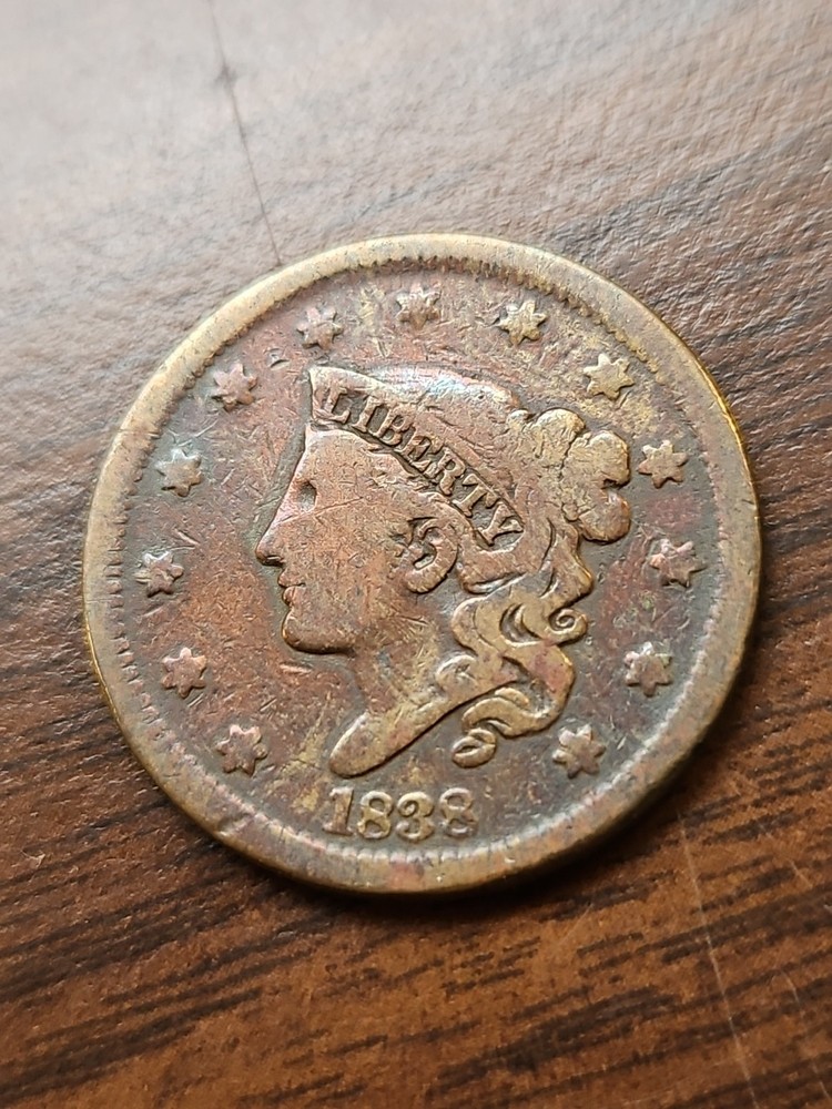 1838 Coronet Head US Copper Large Cent 1C