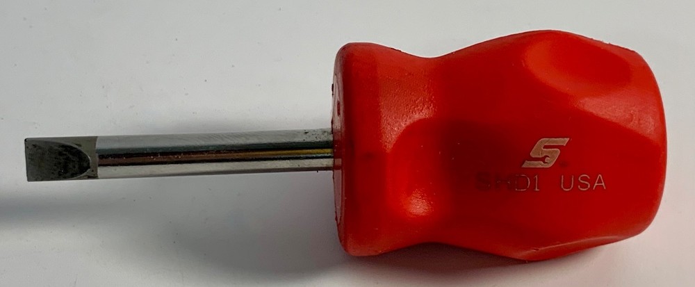Snap On Tools Stubby Screwdriver Set Flat Slotted Tip SHD1 RED