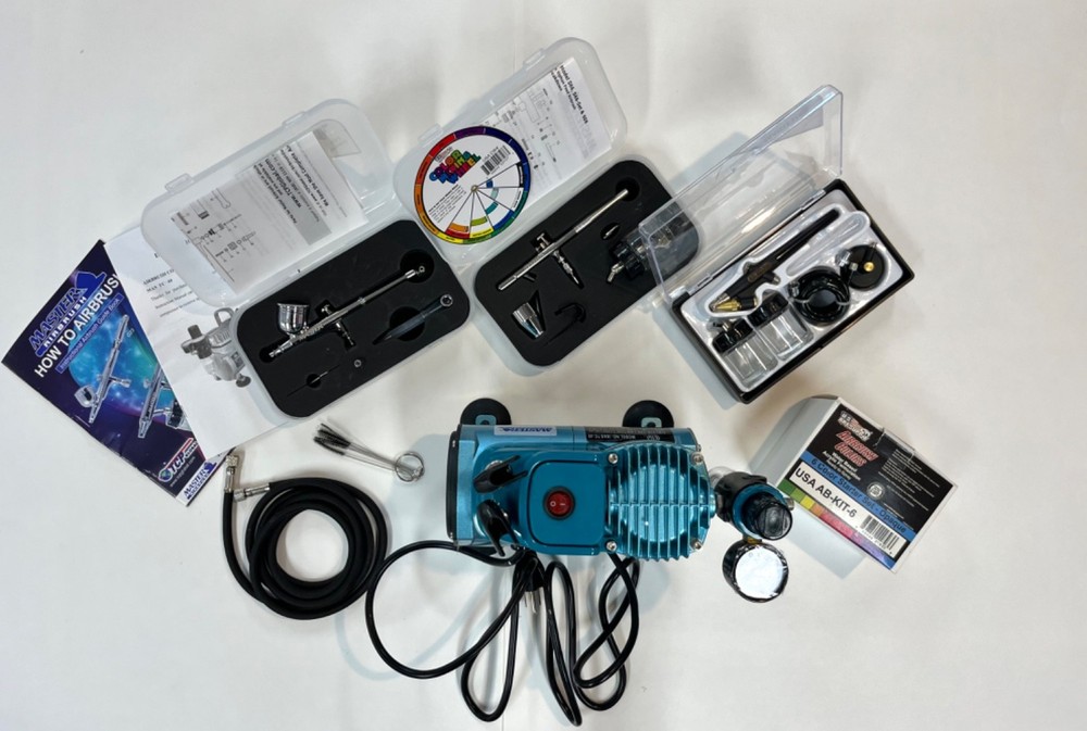 Master Airbrush Kit w/ Compressor Cool runner Professional Accessories used once