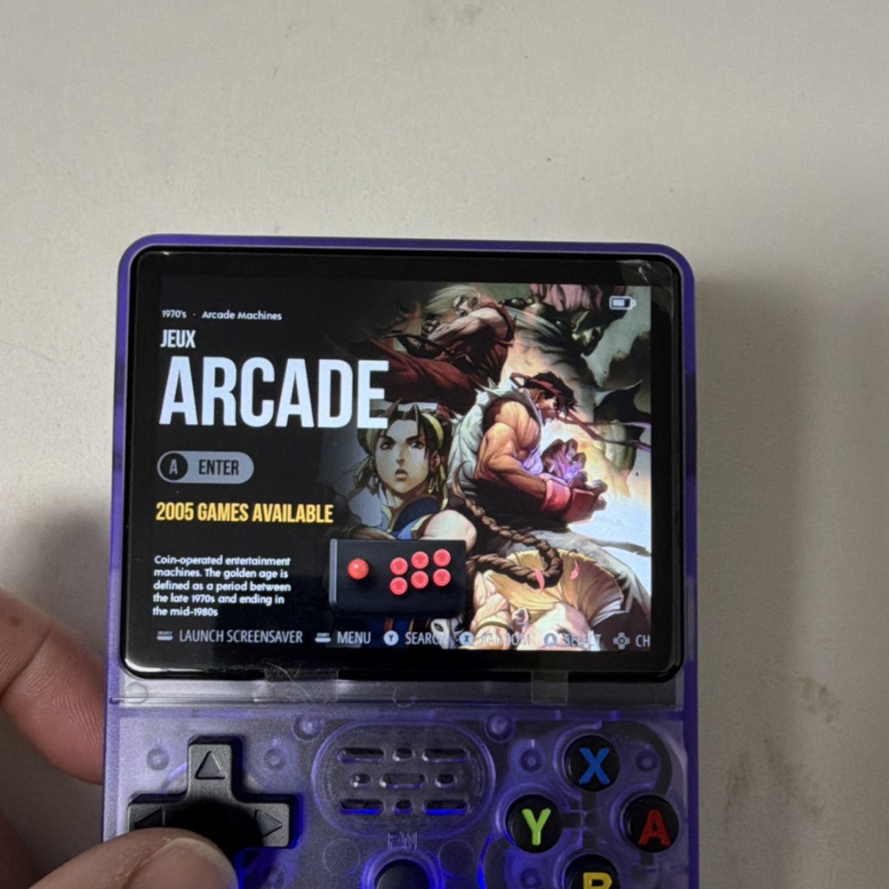 R36S Open Source Handheld Game Console Purple Transparent USB-C