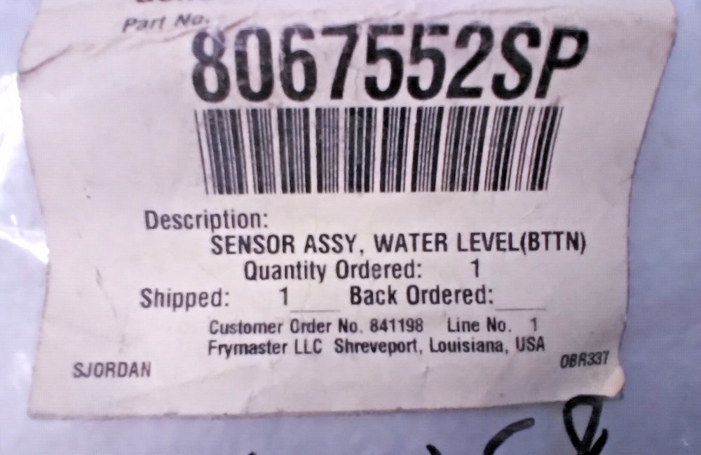 Frymaster 8067552SP, Sensor/Probe Assembly, Water Level Probe (BTTN)