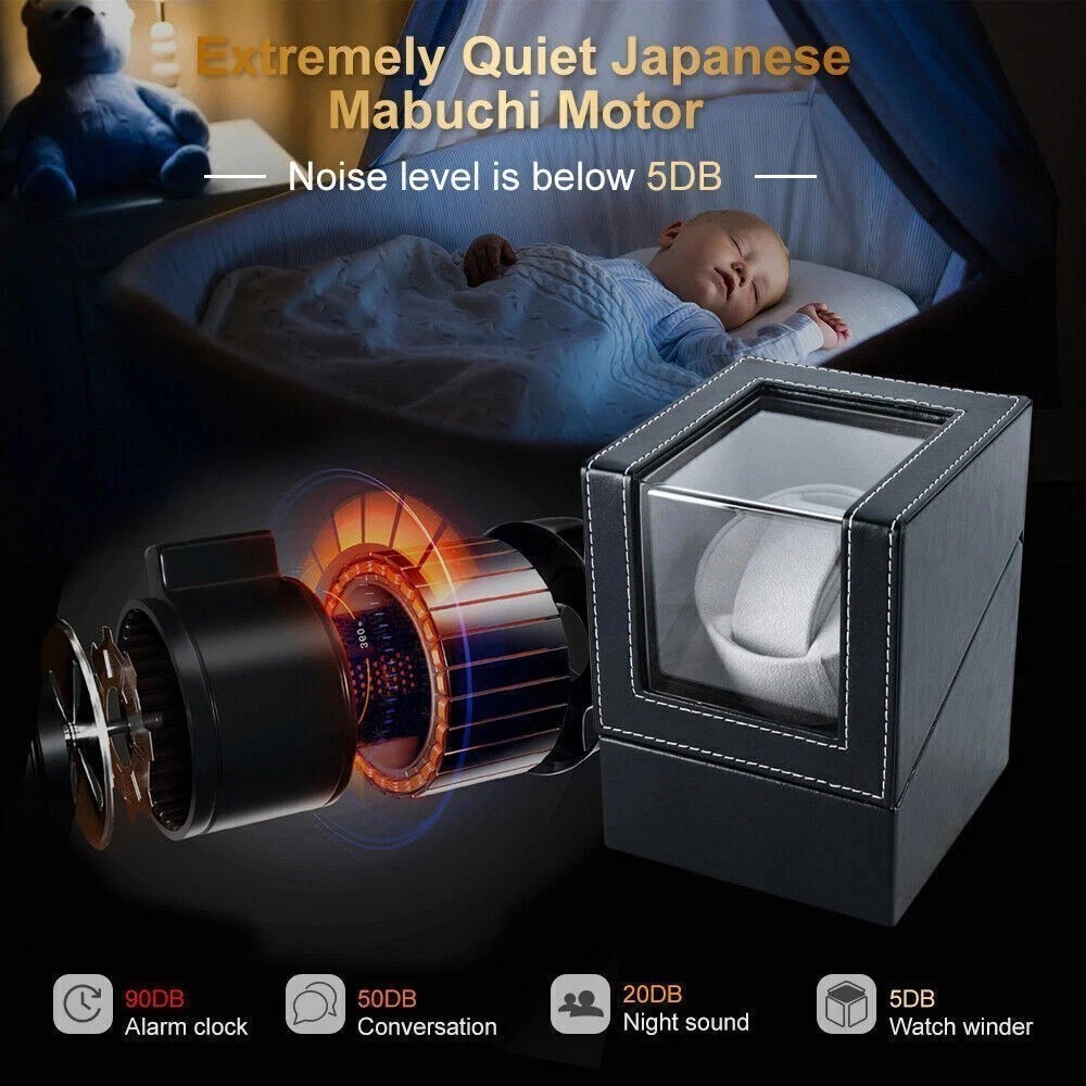 ⌚NEW Automatic Rotation Single Watch Winder Leather Storage Display Case Gift