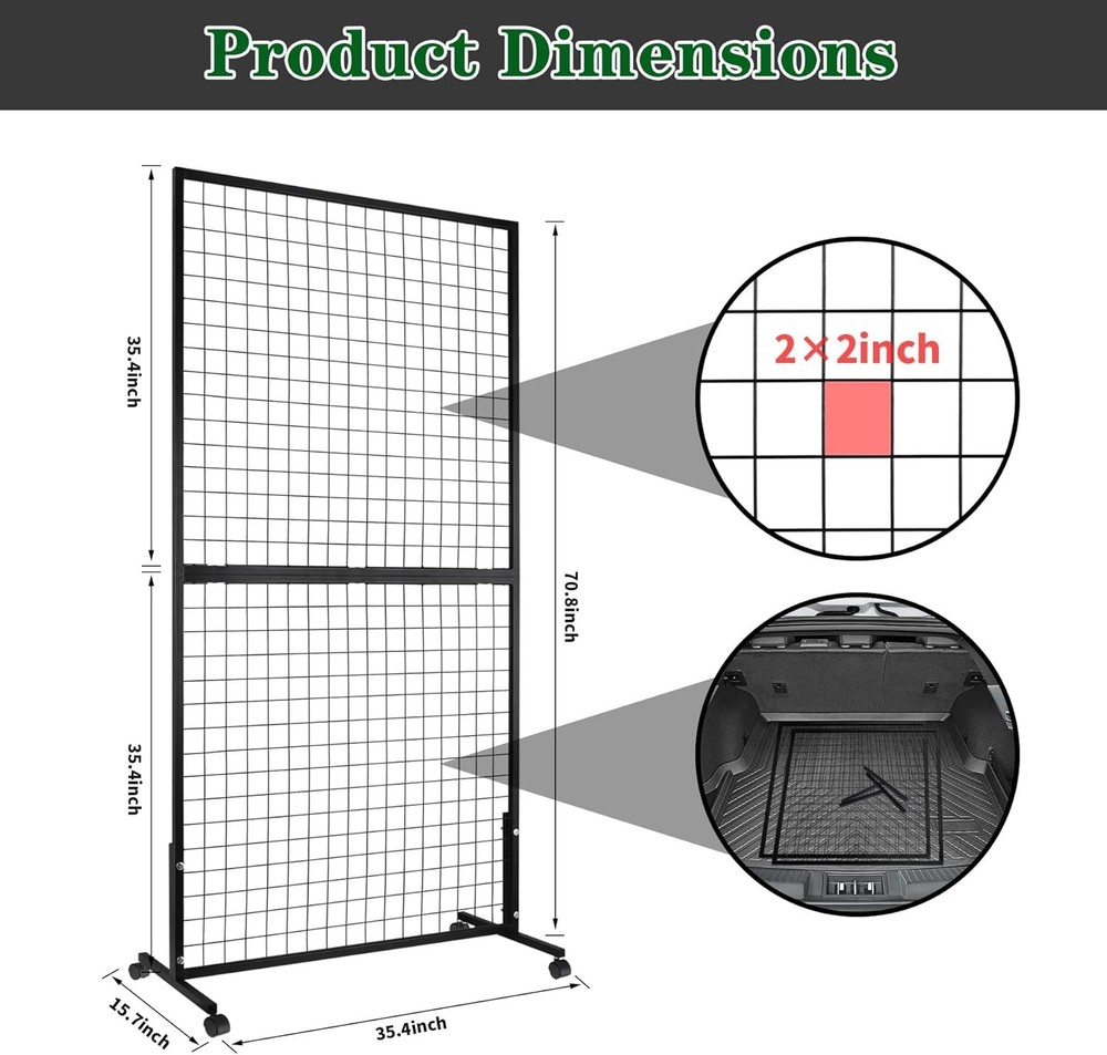 3'×6' Double-Layer Grid Panels for Display, Movable Gridwall Panels Tower