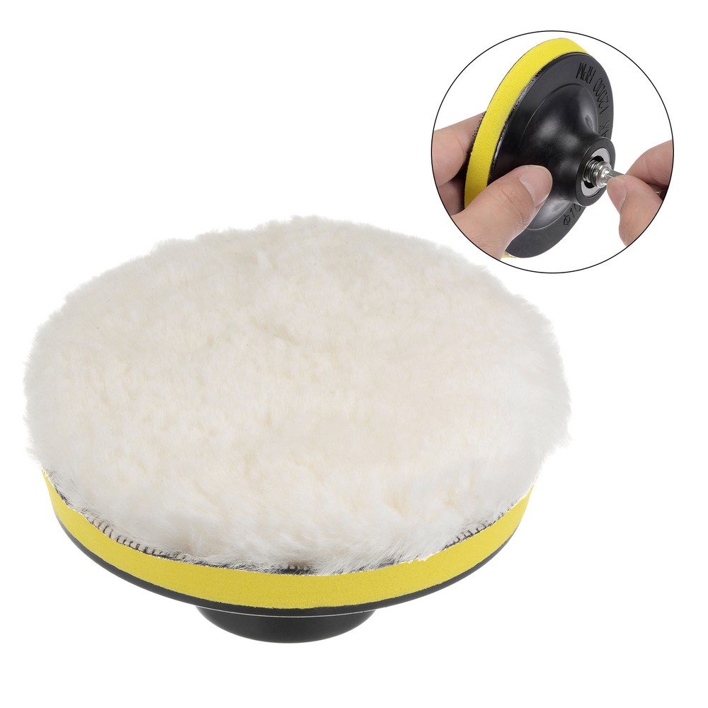 3pcs Wool 5 inch Wool Polishing Pad with Hook and Loop