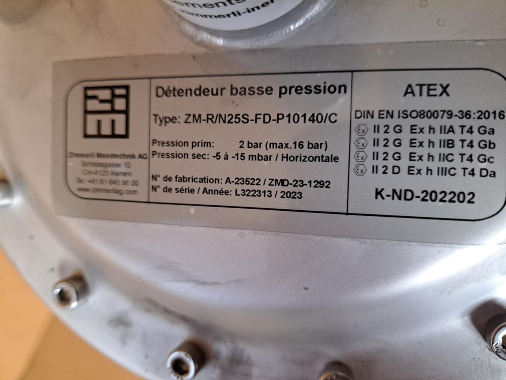 Zimmerli Messtechnik AG Pressure Reducing Valve Type ZM-R/N25S-FD-P10140/C