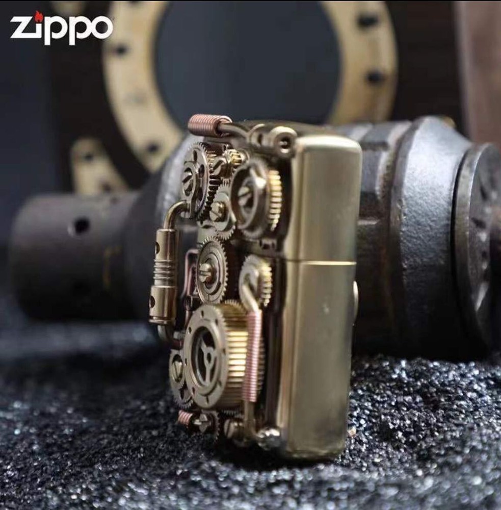 New Zippo oil Lighter SteamPunk solid brass Armor with box