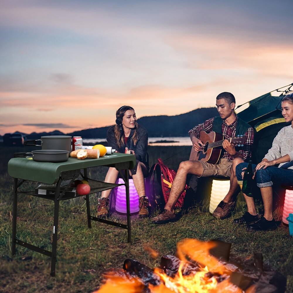 VILLEY Portable Table Stools Set 2.37ft Folding Camping Table Collapsible Stools
