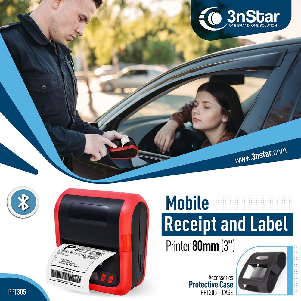 3nStar 80mm (3") Mobile Receipt and Label Printer Bluetooth (PPT305BT) Android