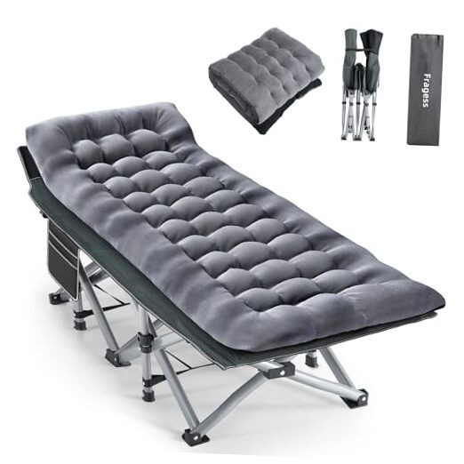 Camping Cot, Sleeping Cots for Adults, Portable Camping cots with Grey + Black