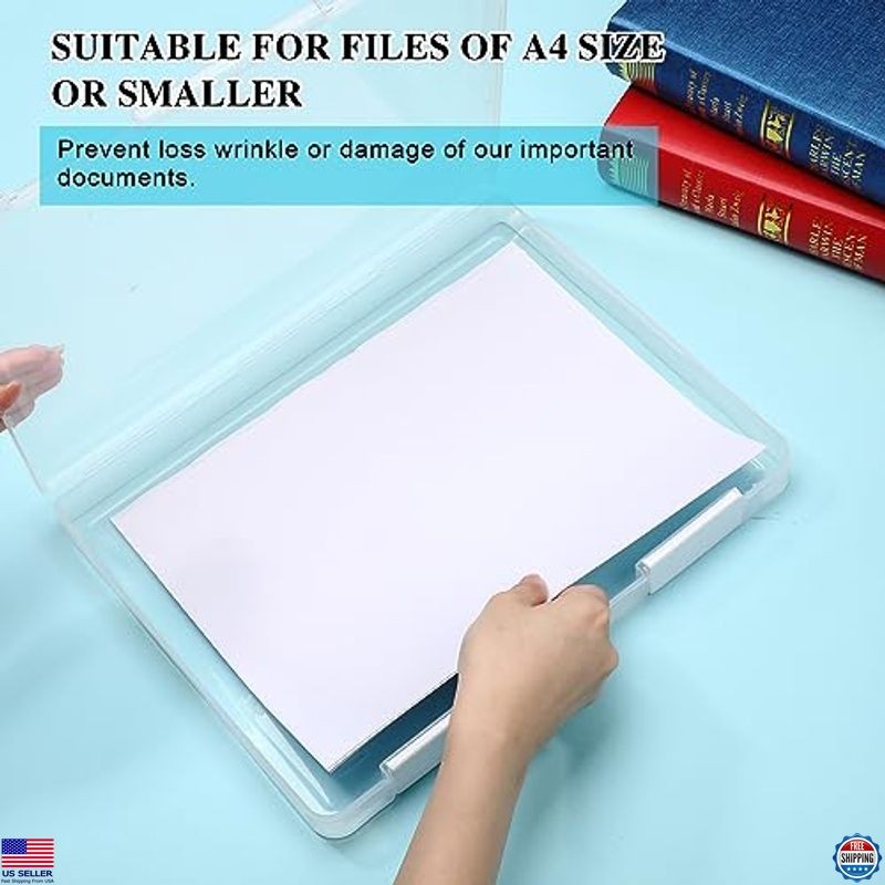 PerKoop 6-Pack Clear A4 Document Storage Boxes - Durable Plastic File Holders