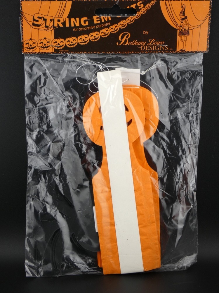 Bethany Lowe String Em Outs Halloween Spider Jack O Lantern Paper Garland NEW