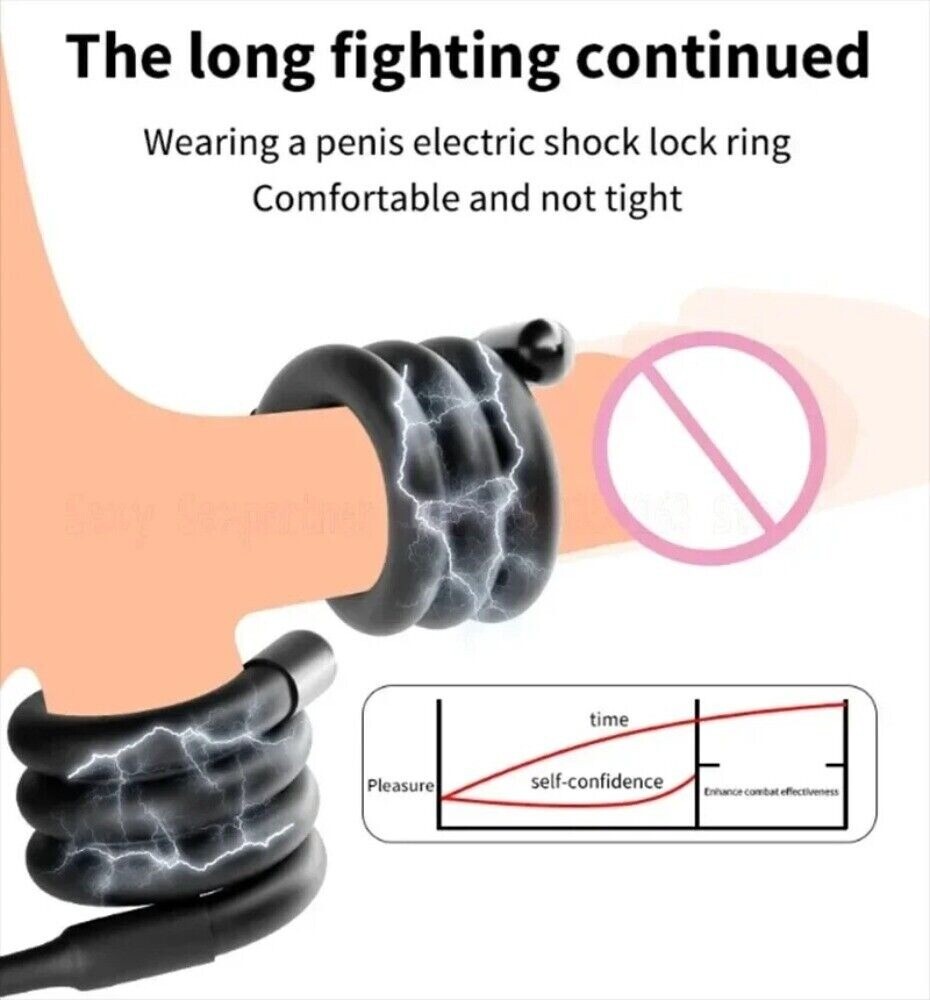 Electric E-Stim Penis Stretcher Enhancer Ball-Scrotum-Ring-Delay-Ejaculation Men