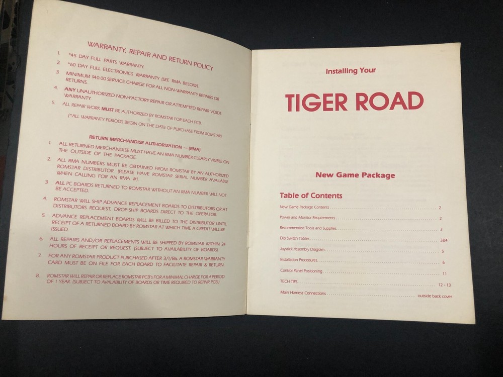 Romstar Tiger Road Installation Manual