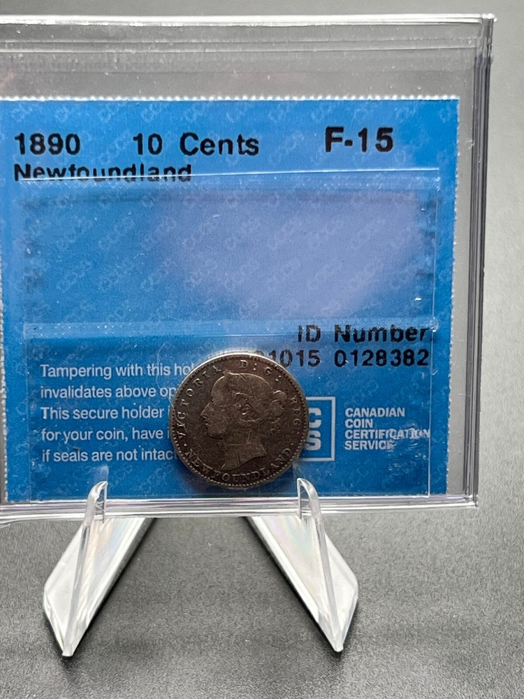 1890 NFLD 10 Cent CCCS Graded F-15