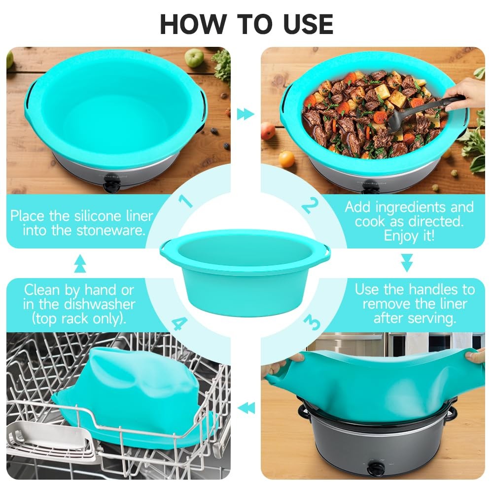 ChefAid Slow Cooker Liners, 100% Silicone Reusable Crock Pot Insert Accessori...