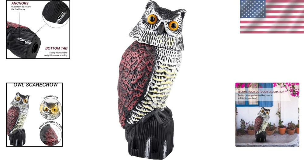 Outdoor Owl Decoy with Sand-Fill Bottom Compartment