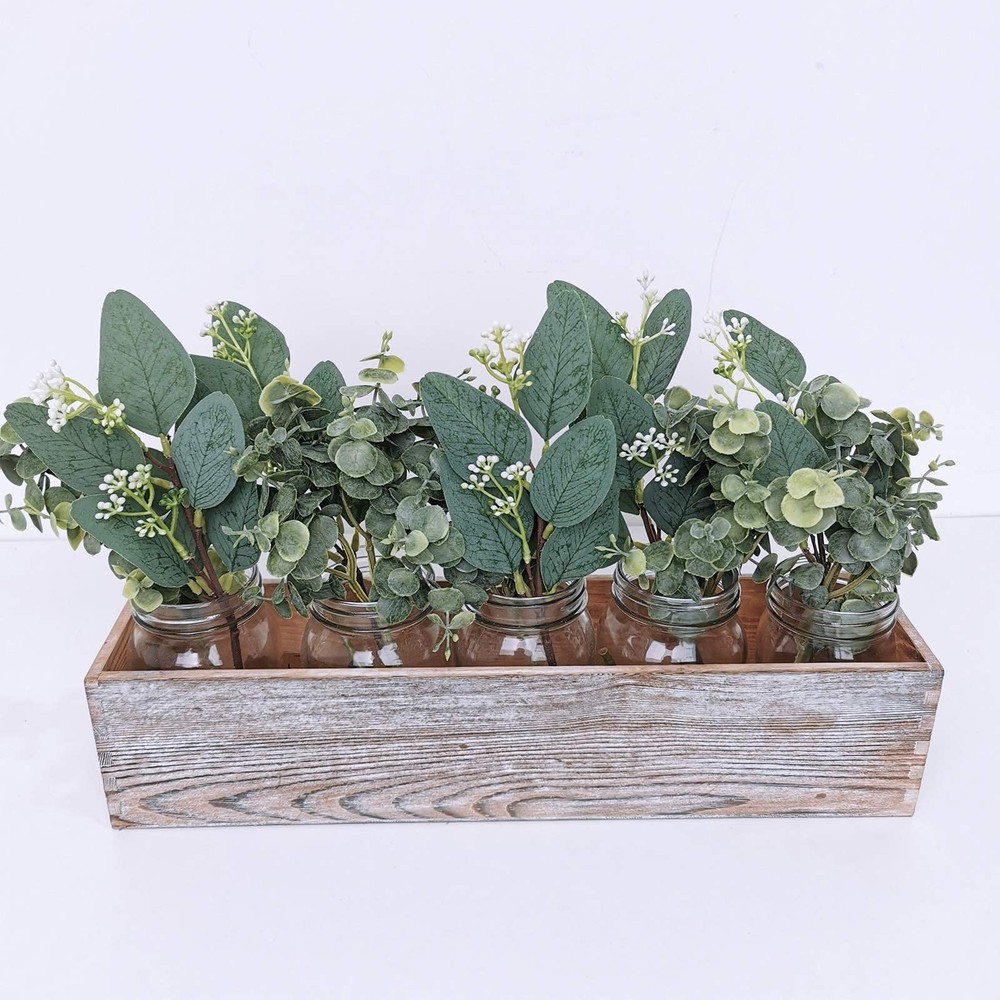 Mixed Eucalyptus Leaves Stems Bulk Artificial Sprays White