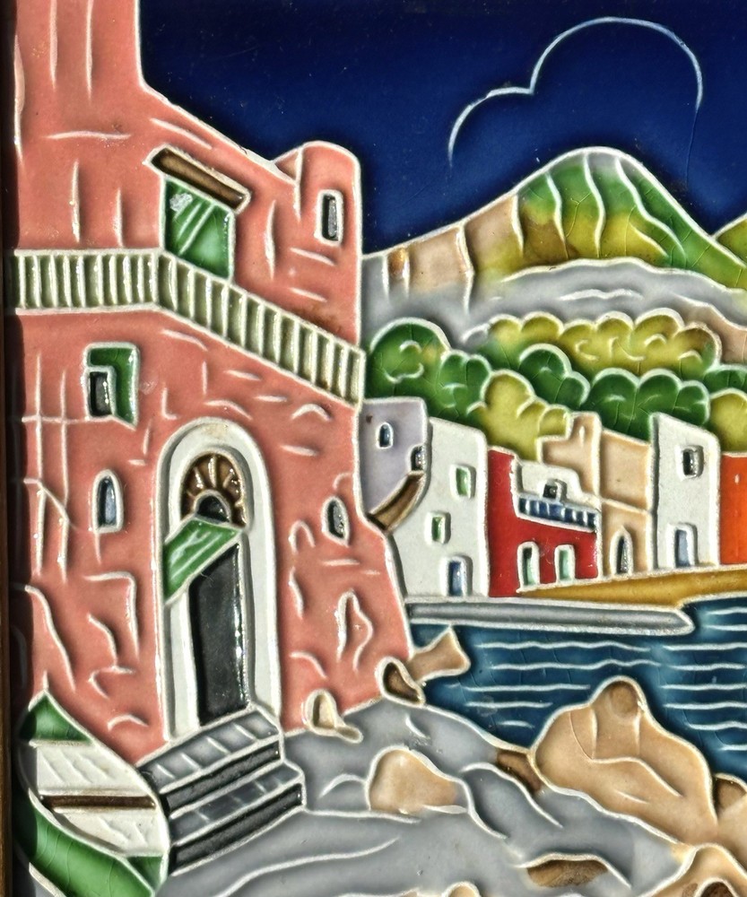 Capri Italian Hand Painted Framed Ceramic Tile 1996