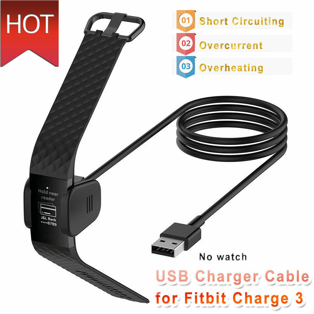 Fitbit Charge 3 Replacement USB Charger Charging Cable Dock 1M/40''High Quality