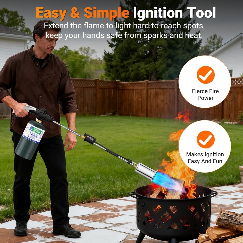 High Output 30" Detachable Propane Torch Weed Burner - Safe & Efficient Solution
