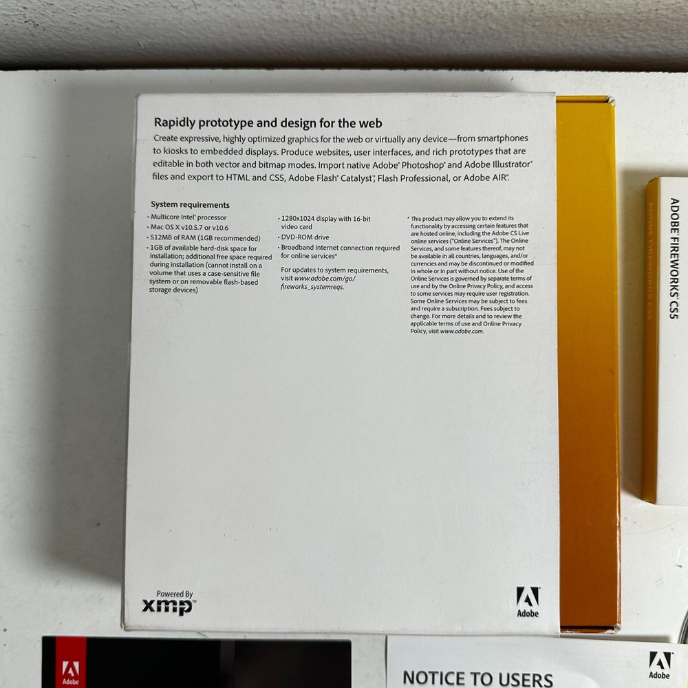 Adobe Fireworks CS5 Graphics & Editing DVD MAC OS Video and Audio Software AS IS