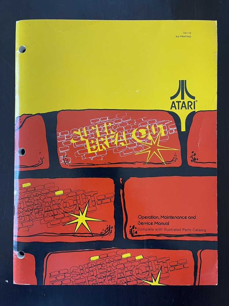 Atari Super Breakout Arcade Operations, Maintenance, Service Manual Original