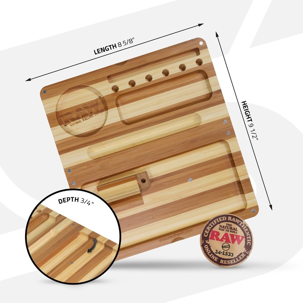 RAW Back Flip Striped Bamboo Rolling Tray