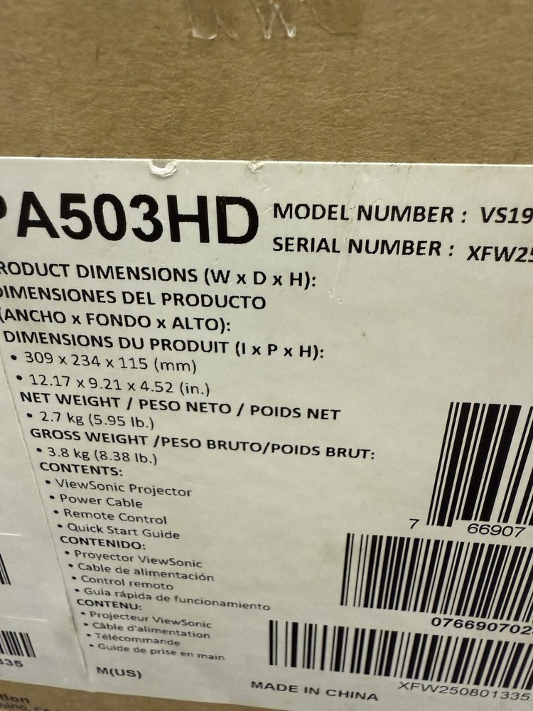 ViewSonic PA503S Projector - White