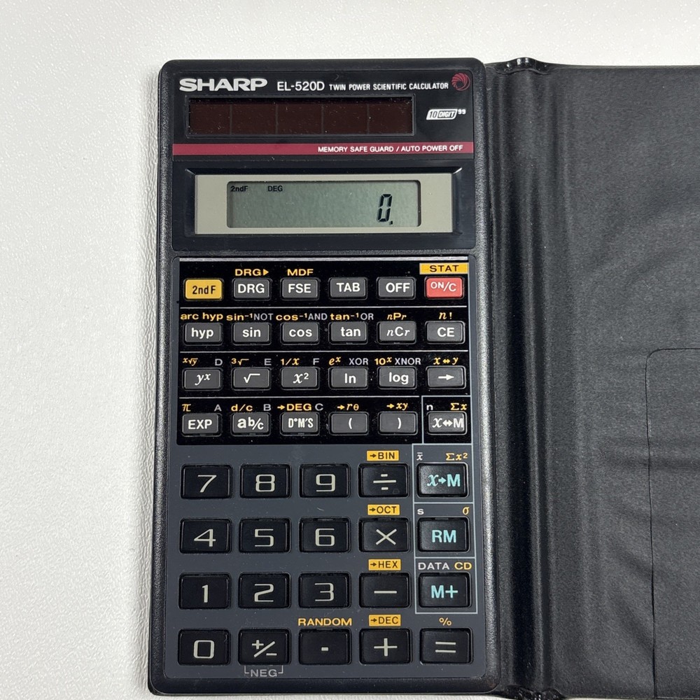 Vintage Sharp EL-520d Programmable Scientific Calculator w/ Case - Working